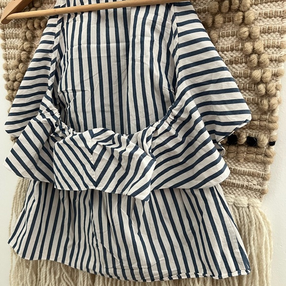 ALICE + OLIVIA| Stripe 100% Cotton Ruffle Swing Top - Picture 9 of 11